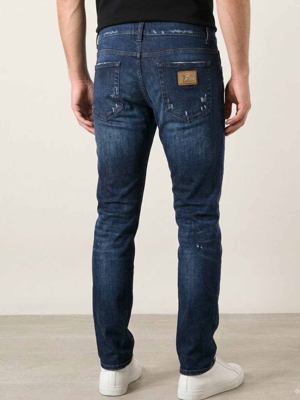 Dolce & Gabbana Classic Fit Dark Distressed Denim Size 50 (US 33 )